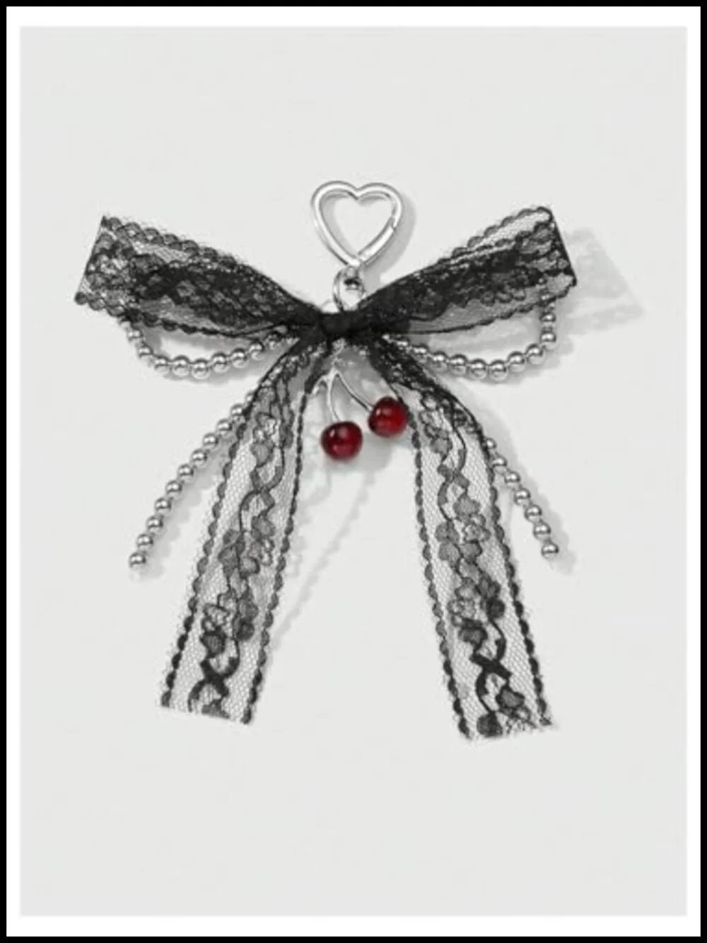 Y2K Bow Ribbon Bag Charm Keychain Key Ring Purse Tote Metal Claw Clasp